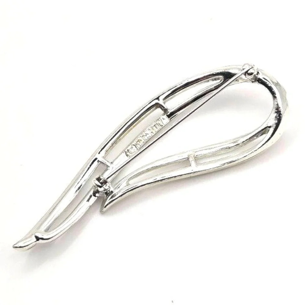 Vintage Sarah Coventry‎ Silver Tone Looped Brooch Abstract Leaf Pin